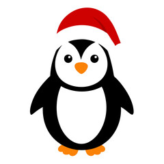 Penguin wearing a Santa Claus hat