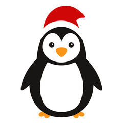 Penguin wearing a Santa Claus hat