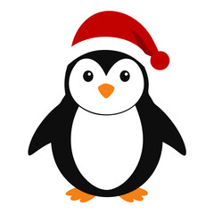 Penguin wearing a Santa Claus hat