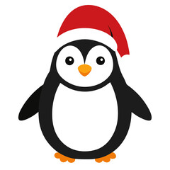 Penguin wearing a Santa Claus hat