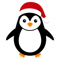 Penguin wearing a Santa Claus hat