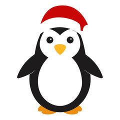 Penguin wearing a Santa Claus hat