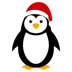 Penguin wearing a Santa Claus hat