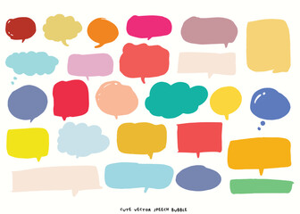 Cute vector speech bubble colorful set,Hand drawn set of speech bubbles with handwritten for book ,card, business, poster design. Vector illustration design for fashion fabrics,cute doodle