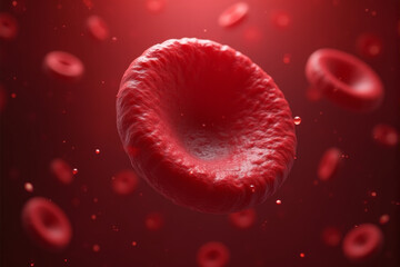 A microscopic view of red blood cells floating in a vibrant red fluid.
