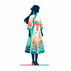 A Vietnamese girl in traditional dress Vector illustration  on a white background generated by AI