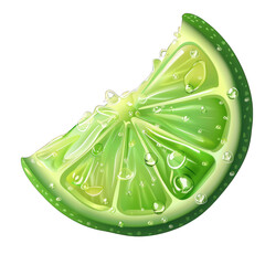 Juicy slice of lime isolated on transparent background
