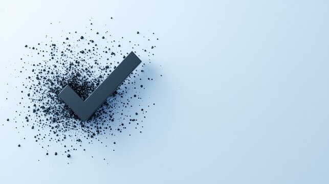 A bold, black checkmark symbol on a pure white background, conveying a sense of completion and affirmation.