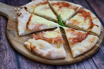  Home made italian pizza Pizza Mortadella and pistachios with buffalo mozzarella