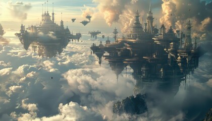 Two Floating Cities Above a Sea of Clouds