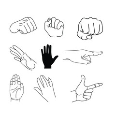 Fototapeta premium Hand drawn silhouettes hands set