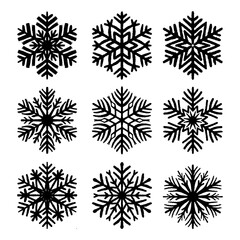 Rustic Snowflakes Vector Illustration Black and White Design