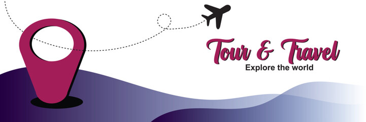 Design Banner tour and travel with waves gradient