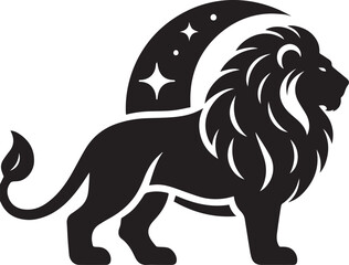 lunar lion - vector image of lunar lion - silhouette of linar lion 