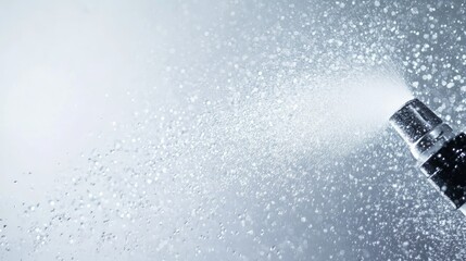 Water Spray Nozzle Producing Fine Droplets in Gray Background