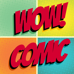 Comic wow text pop art background