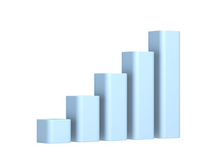 Fototapeta premium Column graph. Bar diagram. Chart. Isolated. Transparent background. Blue color. 3d illustration.