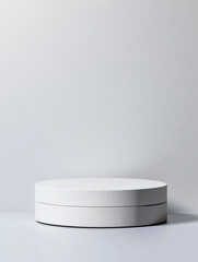 White podium for display product with a white base and a white lid