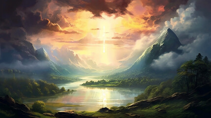 clean valleys and lakes in the mountains