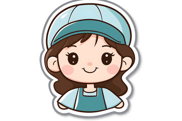 Cute Caretaker Vector Sticker Illustration