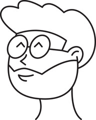 Beard Man Character Line Illustration