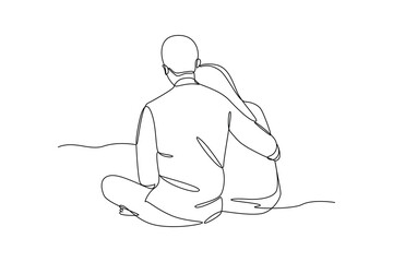 Simple continuous line drawing ofA couple of lovers are dating on the beach. Hobby minimalist concept, weekend activity.