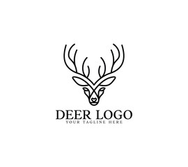 Deer Line Art minimalist logo design, Vector illustration.
