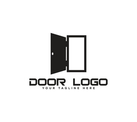 Open door logo design, exit symbol, Vector illustration.