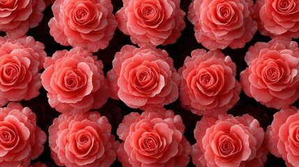 Fototapeta premium Romantic Coral Roses Floral Background Seamless Pattern Texture