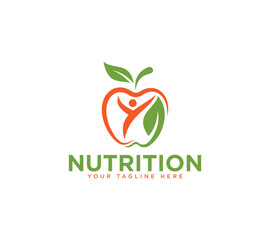 Apple Wellness and Healthy Nutrition Logo Design, Vector illustration