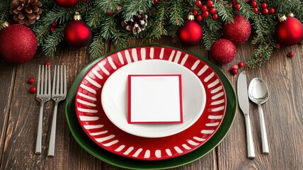 Festive table setting with personalized Christmas name cards and a red and green holiday centerpiece   Christmas table setting, holiday design