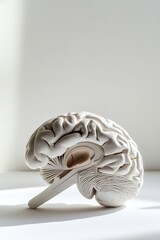 Minimalistic human brain model on white background