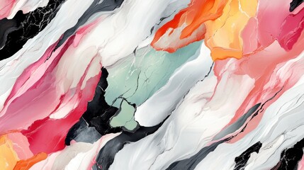 Vibrant abstract marble texture with colorful fluid patterns
