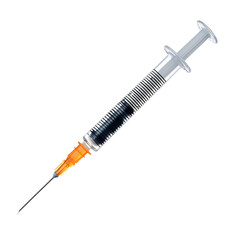 Fototapeta premium Medical Syringe with Dark Liquid Healthcare Injection