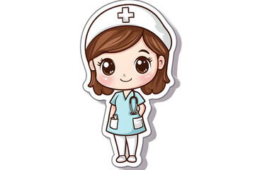 Cute Medical Assistant Vector Sticker Illustration