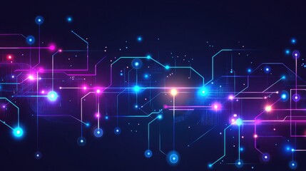Fototapeta premium Abstract Technology Background with Colorful Lights and Lines