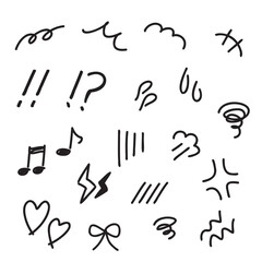 感情・感嘆符・漫符のかわいい手書きアイコン　黒　白黒