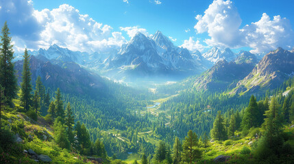 A breathtaking natural landscape featuring towering mountains, vast skies, and stunning scenery, evoking a sense of awe and tranquility in nature.