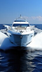 Fototapeta premium Luxury White Yacht on the Ocean