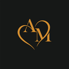 Heart and Letter AM Wedding Logo