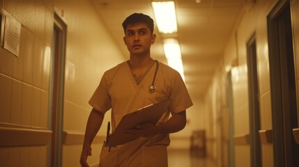 Dedicated Night Shift Nurse Essential Work During International Shift Worker Sunday, Thanksgiving, and Labor Day