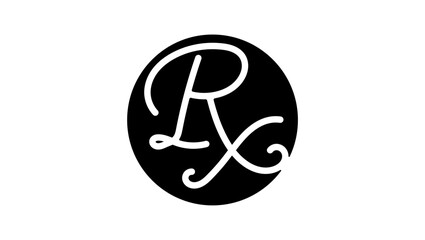 RX emblem, black isolated silhouette