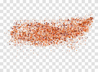 A scattering of crystals of himalayan salt. Realistic vector illustration isolated on transparent background.