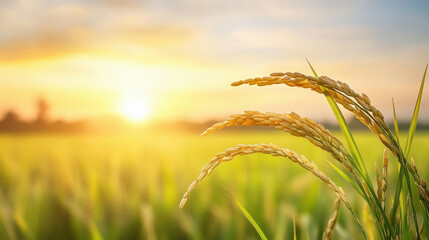 Fototapeta premium Ears of rice are ripening