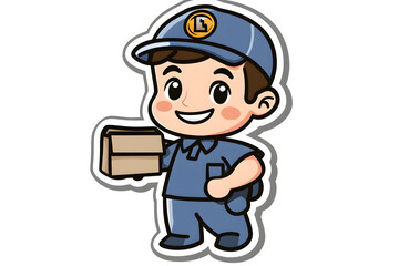 Cute Postal Worker Vector Illustration for Stickers