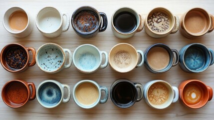 A collection of various coffee cups.