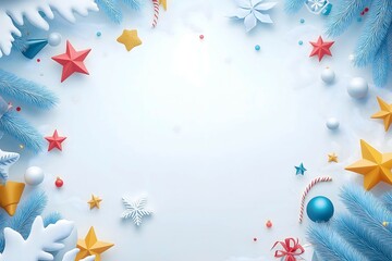 New year and christmas style wallpaper with large blank space in the center for text on white background, illustration