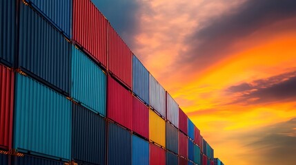 Fototapeta premium Global trade relations within BRICS, containers at ports of member countries