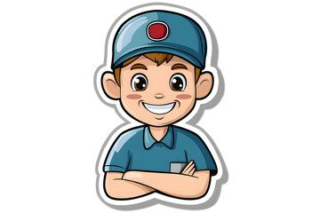 Cute Sports Coach Vector Sticker Illustration