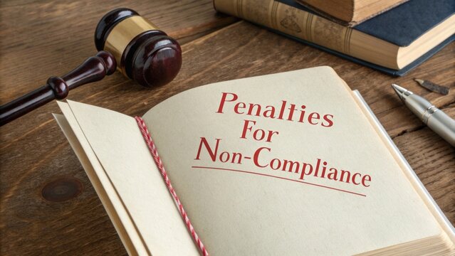 Legal book discussing penalties for non-compliance